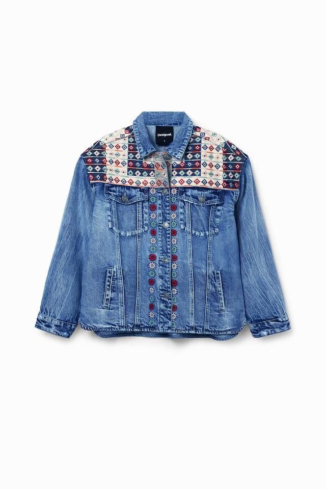 Desigual ~ Embroidered Denim Jacket | The Global Local